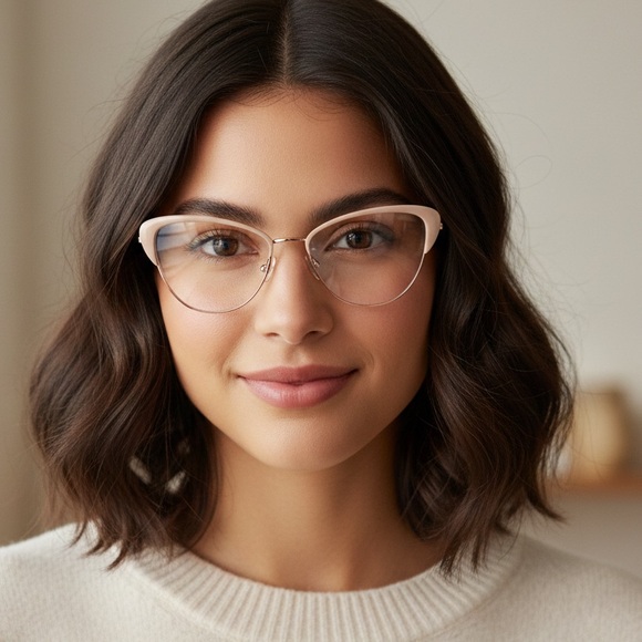 New! Garrett Leight Vista RG-PBL Elegant Rose Gold Cat-Eye Glasses, Authentic main image 4